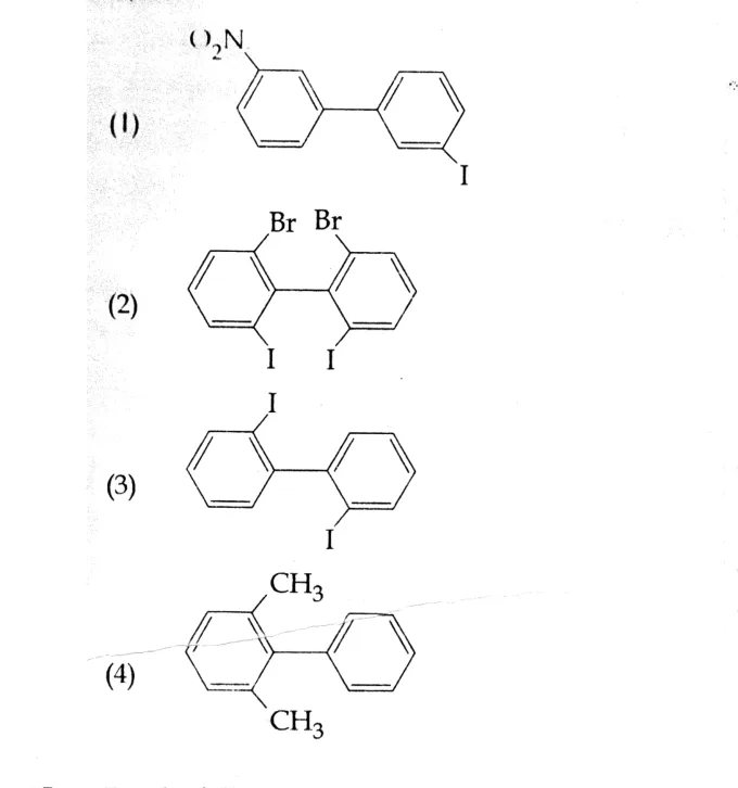four substituted biphenyl structures as options (1)-(4)