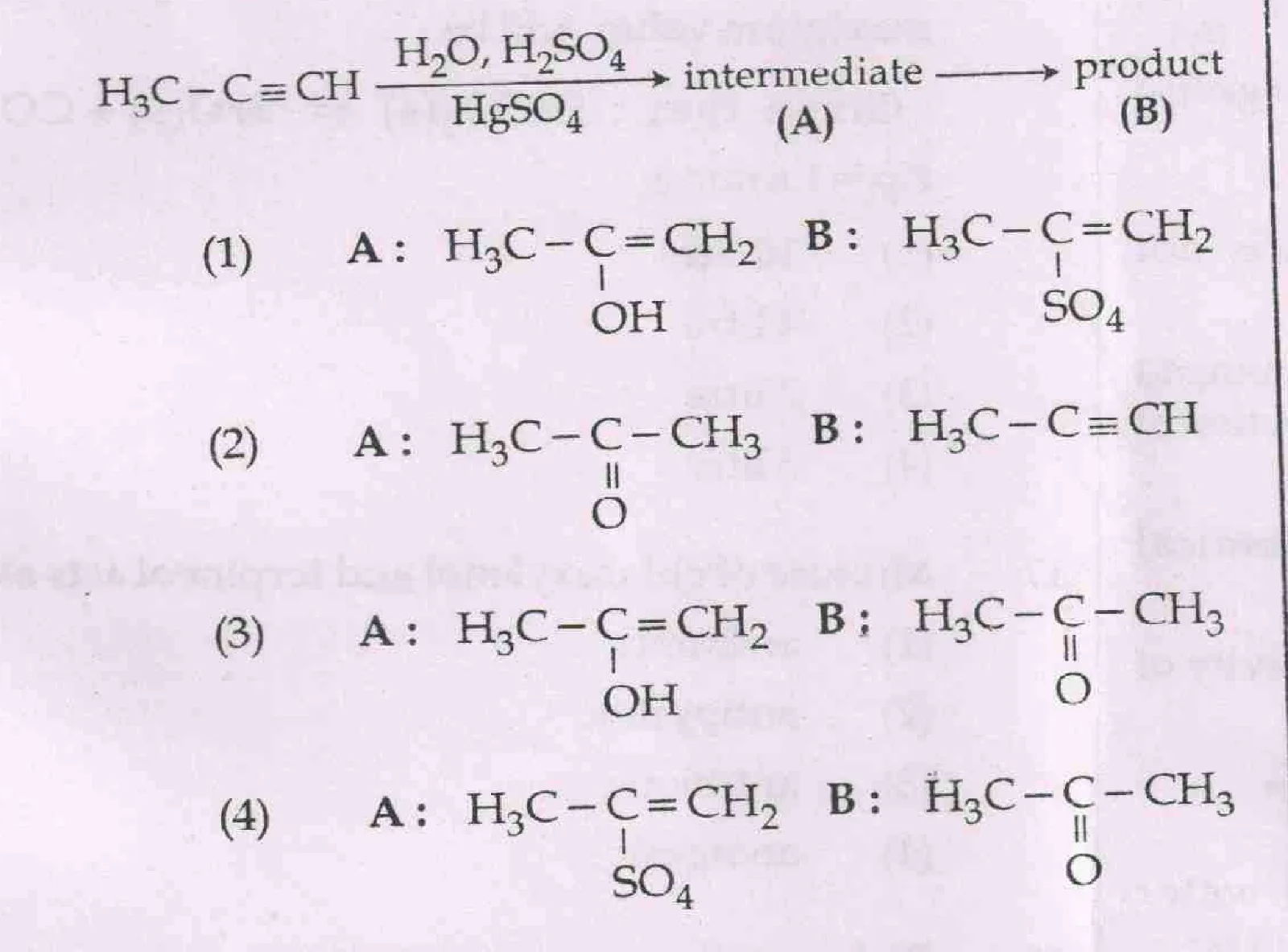 reaction scheme with four options of structures A and B