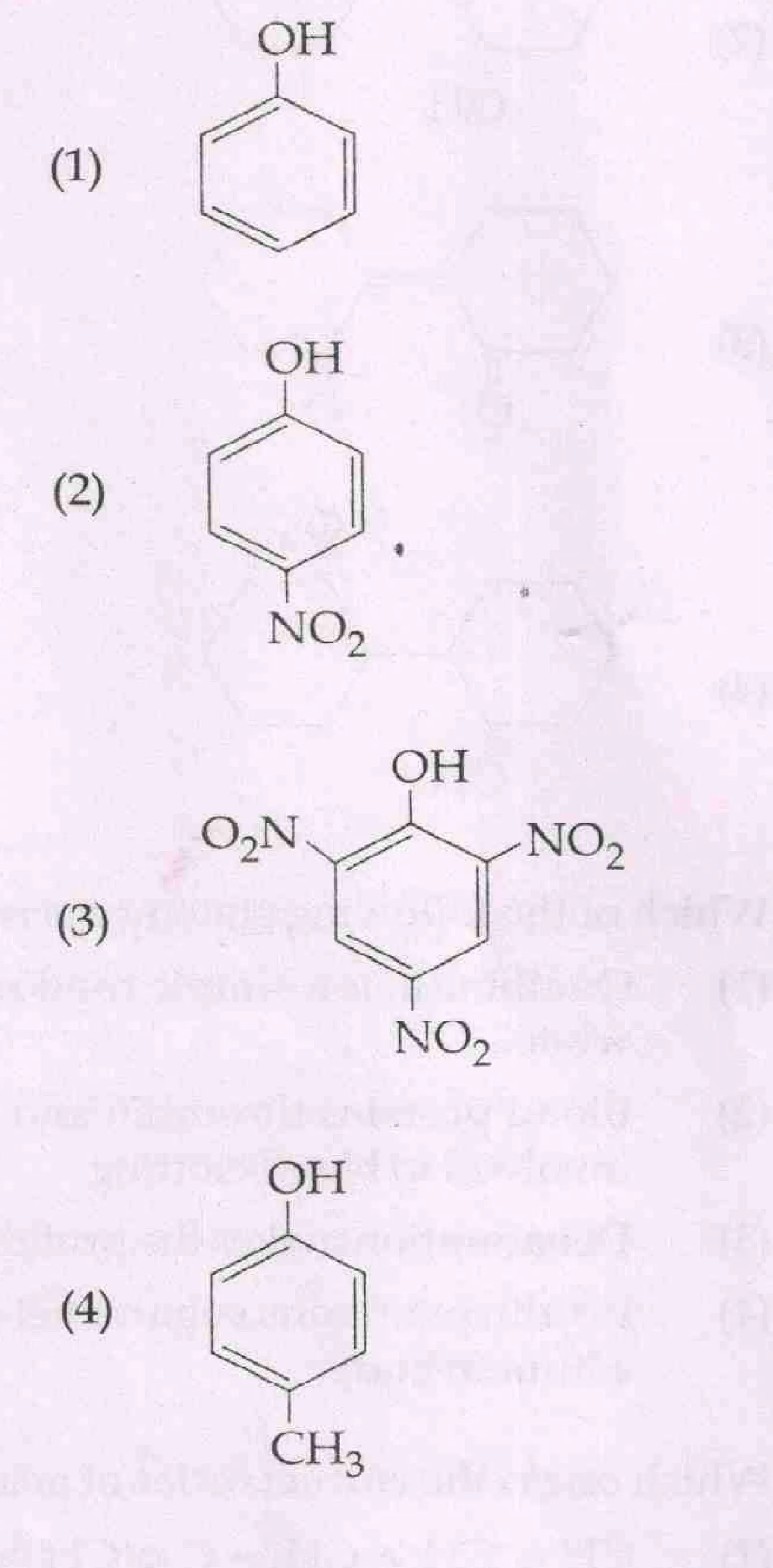 four phenol structure options