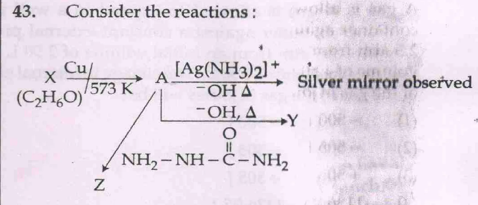 reaction scheme for X, A, Y, Z