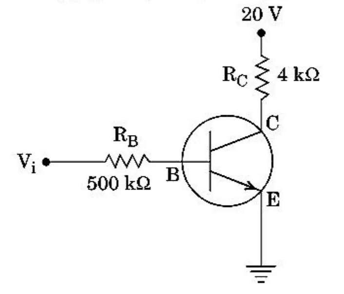transistor circuit with RB, RC, 20 V
