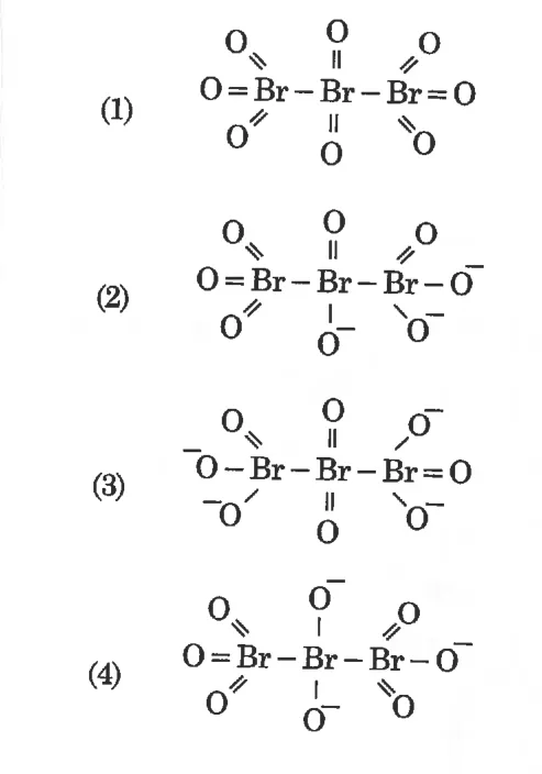 four structures of Br3O8 as options