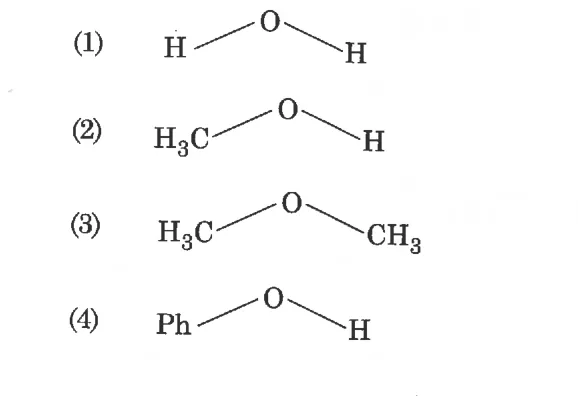 four structures (H2O, CH3OH, CH3OCH3, PhOH) as options