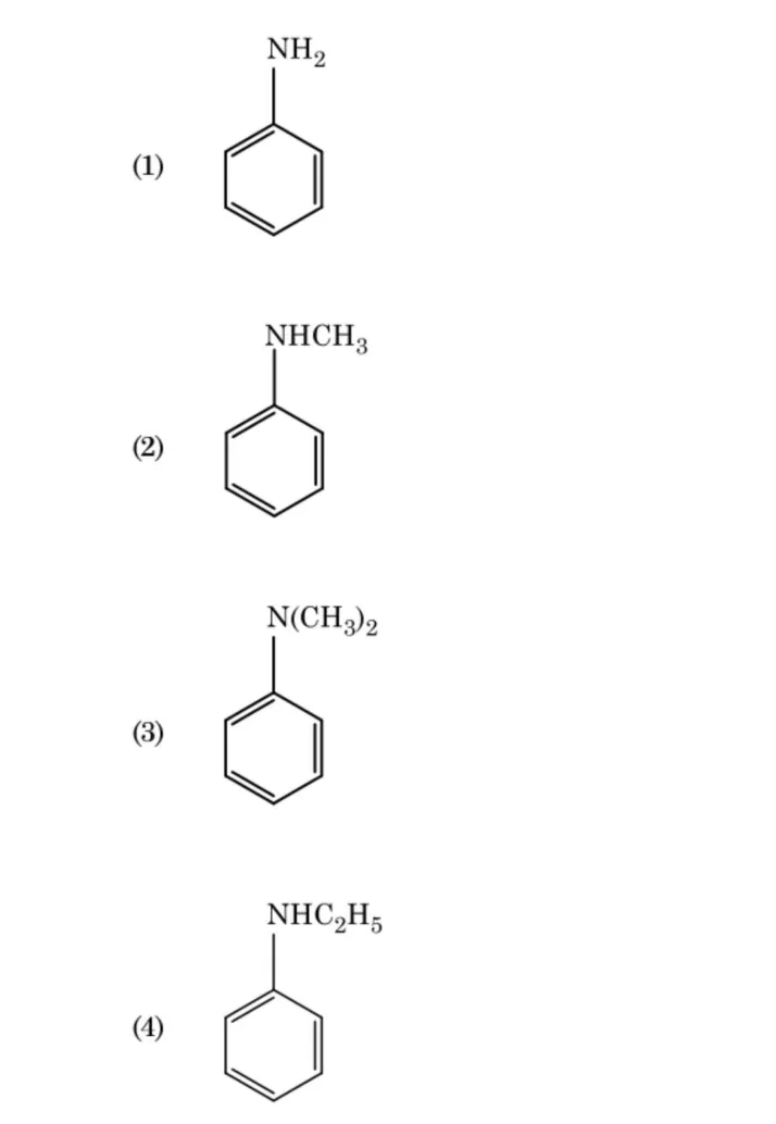 four benzene-ring amine structures: NH2, NHCH3, N(CH3)2, NHC2H5