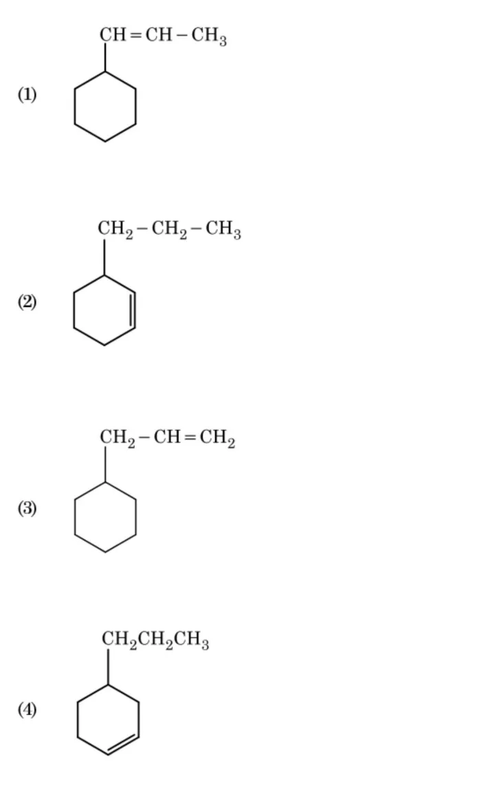 four cyclohexane/cyclohexene structures with side chains