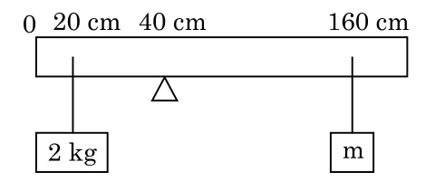 rod on wedge at 40 cm with 2 kg at 20 cm and m at 160 cm