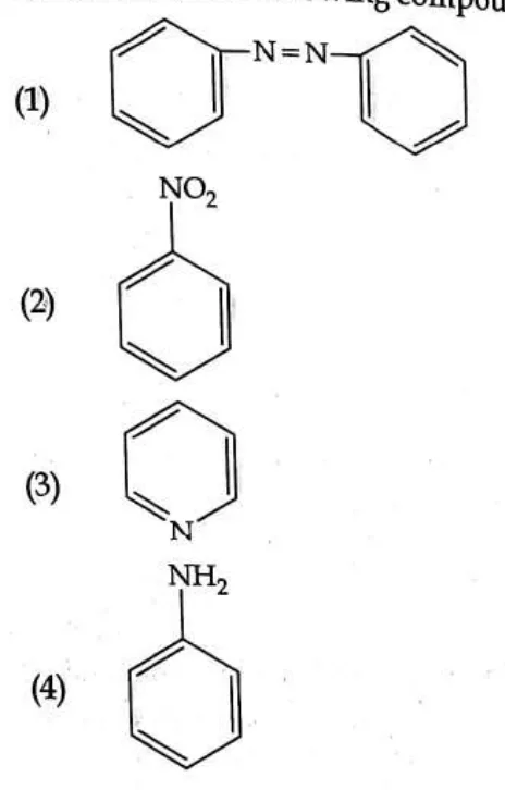 four structures: azobenzene, nitrobenzene, pyridine, aniline
