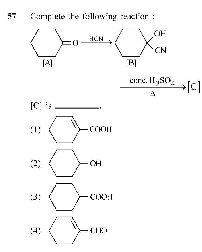 reaction scheme and four structure options