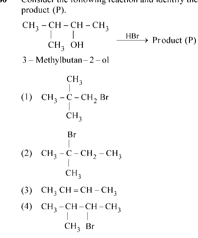 reactant and four structural-formula options