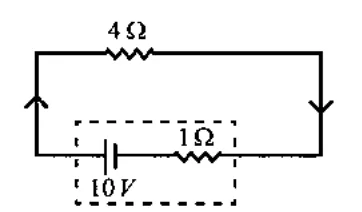 circuit: 4 ohm external resistor with 10 V battery and 1 ohm internal resistance