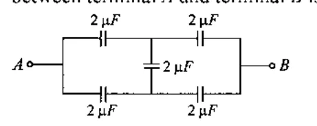 capacitor network of five 2 microF capacitors between A and B