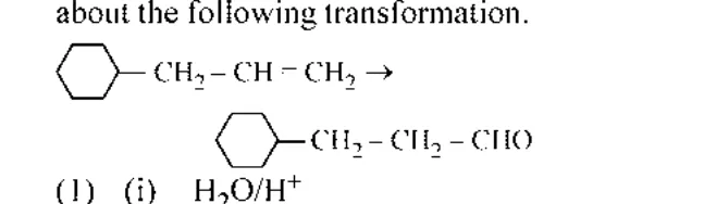 reaction scheme: ring-CH2-CH=CH2 to ring-CH2-CH2-CHO