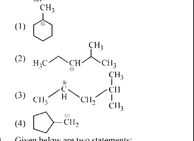 four carbocation structures (options 1-4)