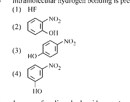 HF and nitrophenol structures (options 1-4)