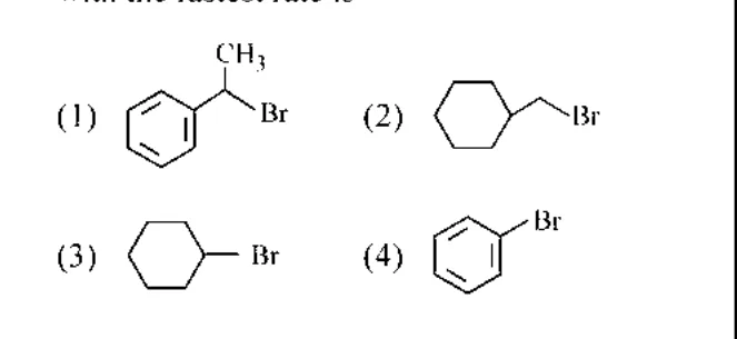 four alkyl/aryl bromide structures (options 1-4)