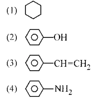 (1) cyclohexane ring; (2) phenol; (3) styrene; (4) aniline