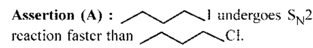 Two skeletal alkyl halides (zig-zag chain with I, and with Cl) in the assertion